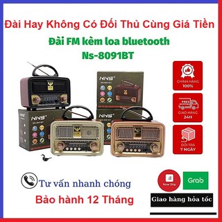 Đài bluetooth radio ns-8091bt, có fm-am/ - loa chính hãng nns - nghe nhac rất hay - kiểu vintage - sang trọng cổ điển