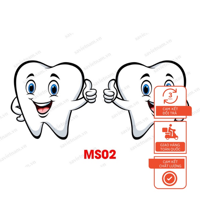 Cặp Decal Hình Răng Dán Cửa Kính Phòng Khám Nha Khoa