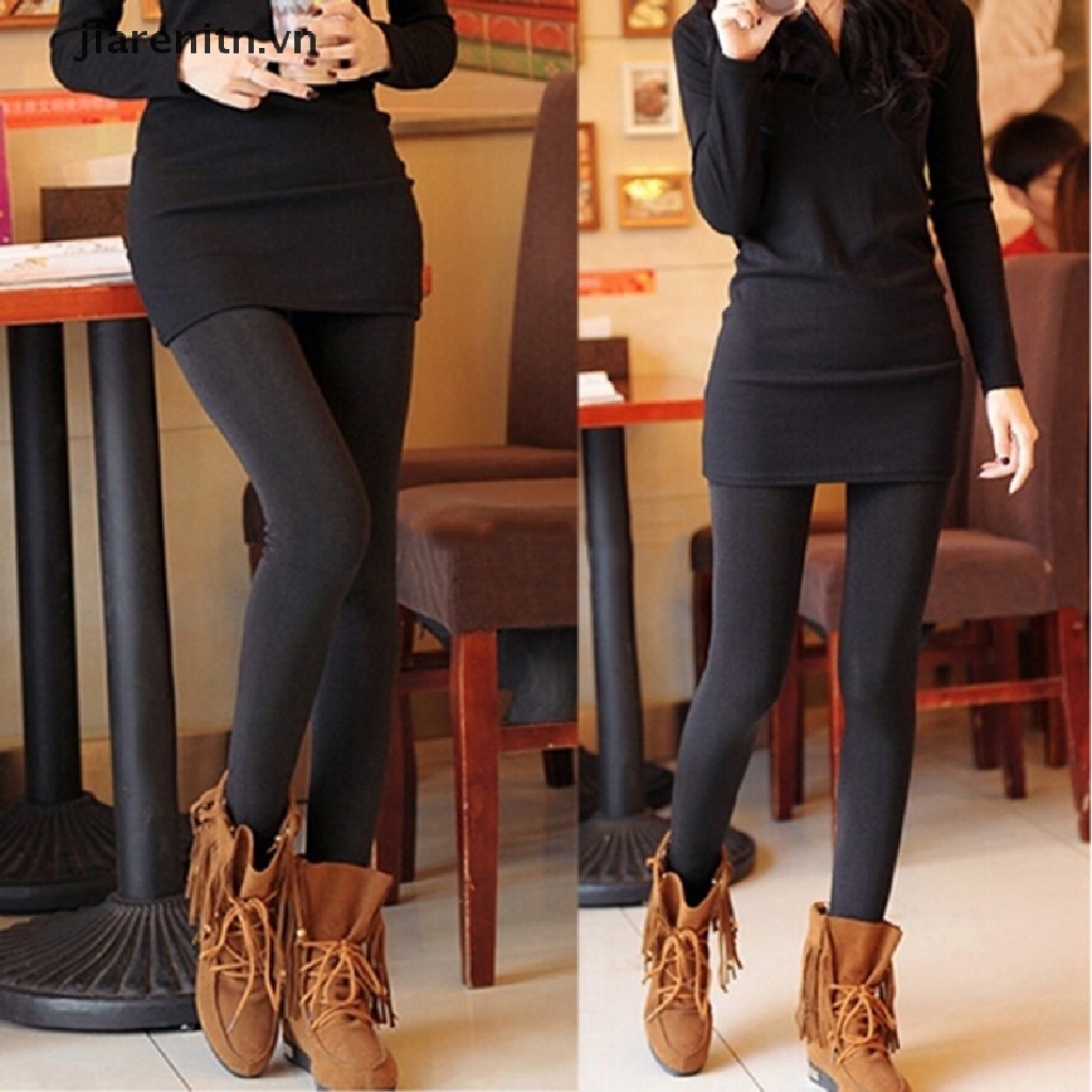 Jiarenitn Quần Legging Dày Giữ Ấm Mùa Đông Lót Lông Cừu Co Giãn 6 Màu Thời Trang vn