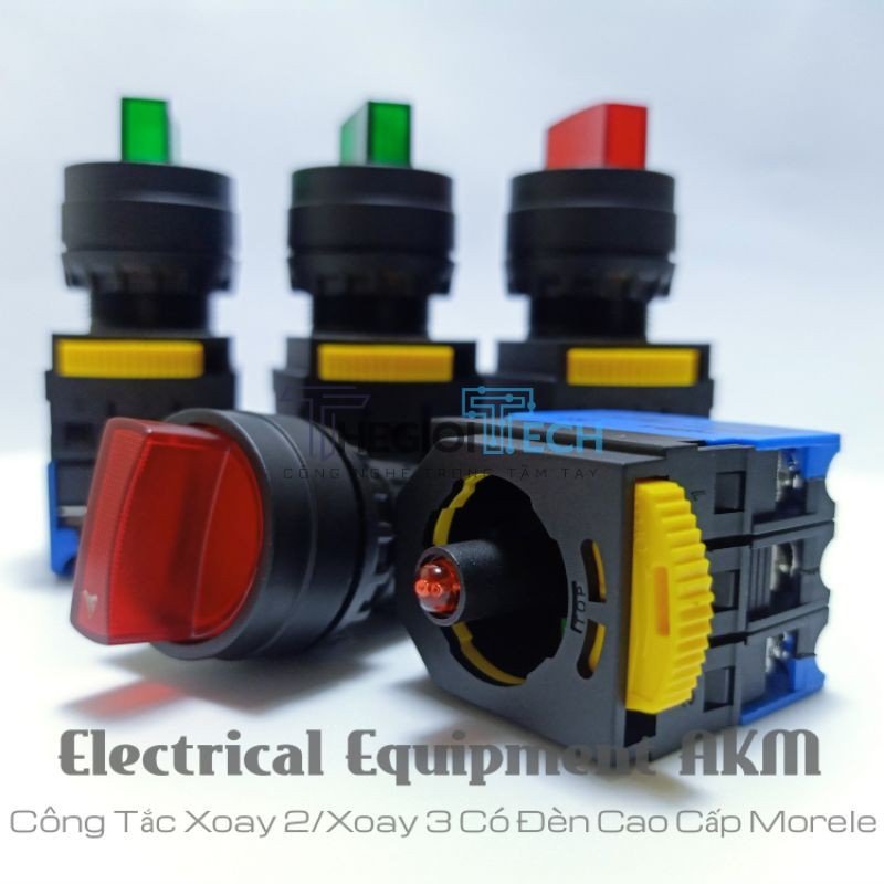 Công Tắc Xoay 2 Vị Trí,Xoay 3 Vị Trí Có Đèn Cao Cấp MORELE P.R.C - XOAY 3 VỊ TRÍ - XANH