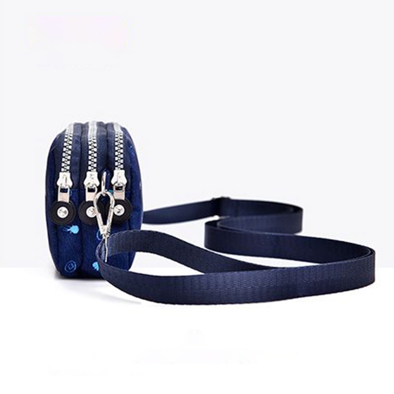 MISCHA Túi Đeo Chéo Vải Canvas Ba Lớp Có Khóa Kéo Đựng Điện Thoại Phong Cách Hàn Quốc