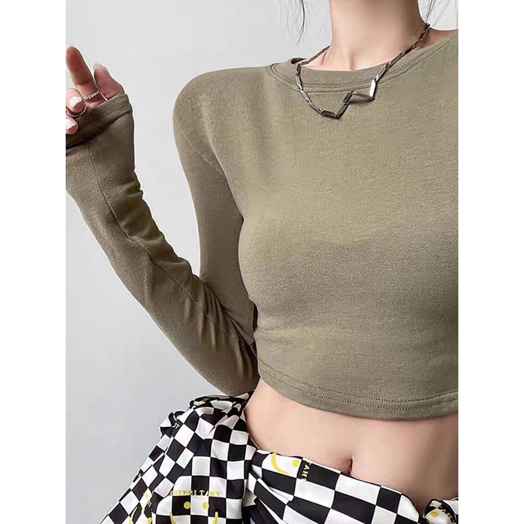 Áo thun tăm BASIC CROPTOP LỬNG tay dài