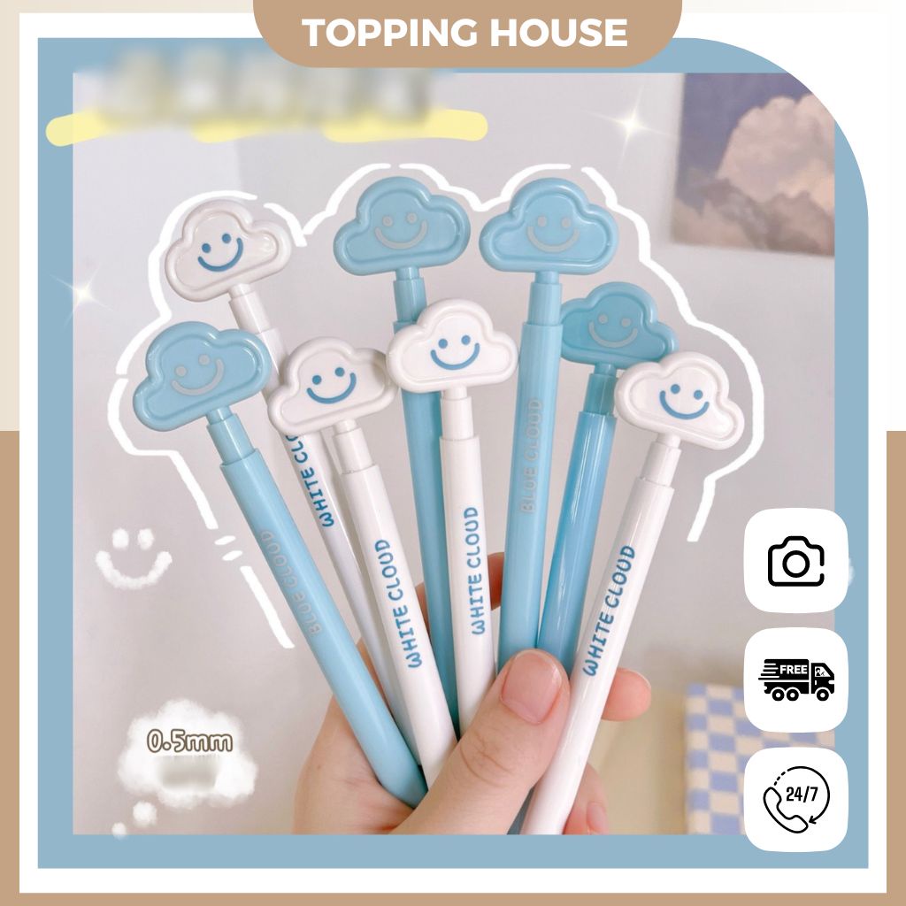 Bút Bi Mực Gel Bấm Hình Đám Mây Nét Ngòi 0.5mm Cho Học Sinh/Văn Phòng - DC36 - Topping House