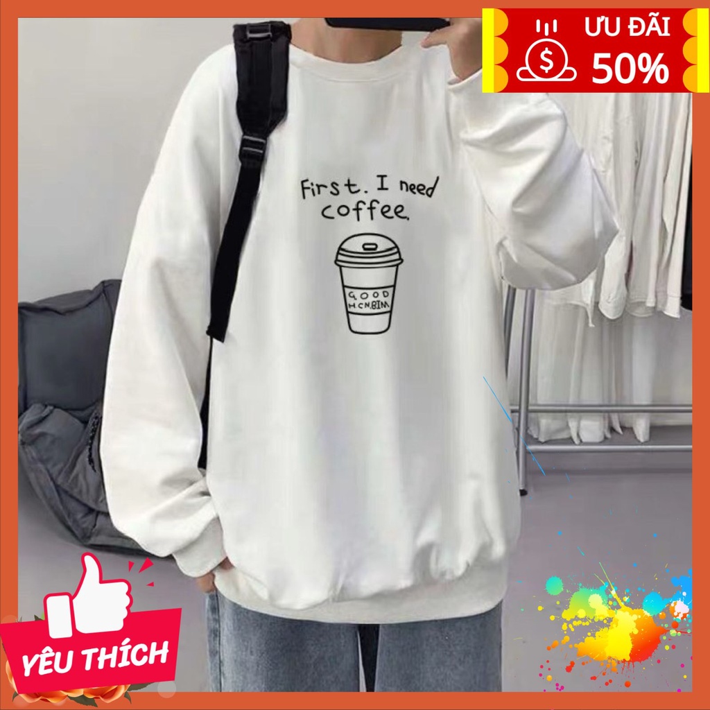 Áo Hoodie Form Rộng Unisex Tay Bồng Nam Nữ Coffee aothunxinhy, Áo khoác Sweater Chất Nỉ Dày dặn