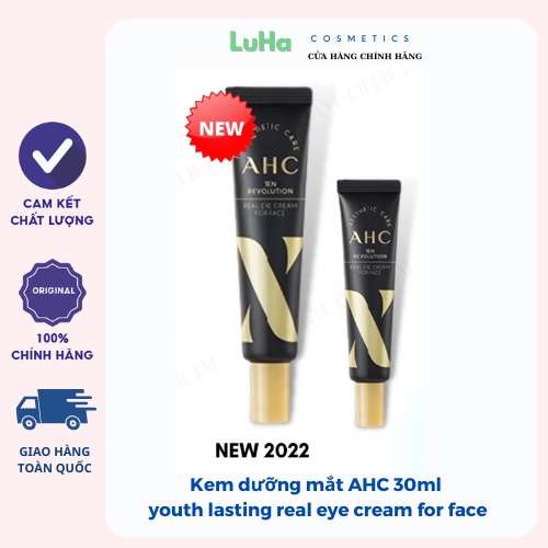 Kem dưỡng mắt AHC 30ml youth lasting real eye cream for face, giảm nhăn giảm thâm quầng mắt, LuHa_Cosmetics