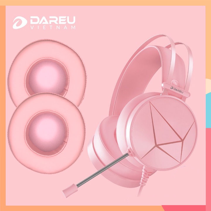 1 đôi đệm tai nghe Dareu eh722 zin màu hồng_ốp tai dareu eh722