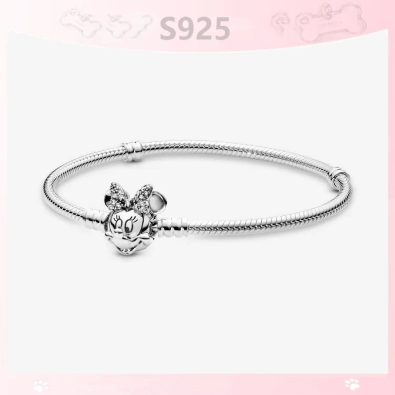 DISNEY Vòng Tay Bạc 925 Hình Chuột Mickey / Minnie Xinh Xắn Thời Trang Cho Nữ