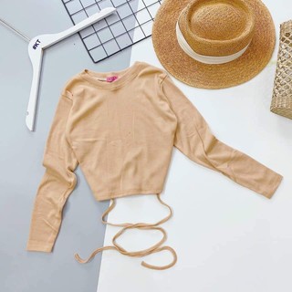 Áo CROPTOP tay dài CỘT DÂY EO