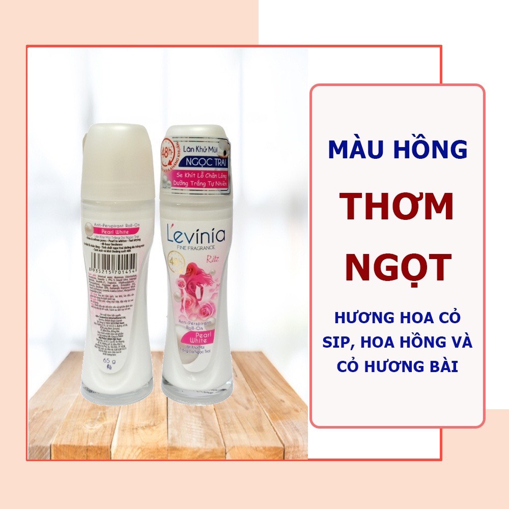 Lăn khử mùi lăn nách Levinia trắng da ngừa thâm không gây vàng ố áo 65g