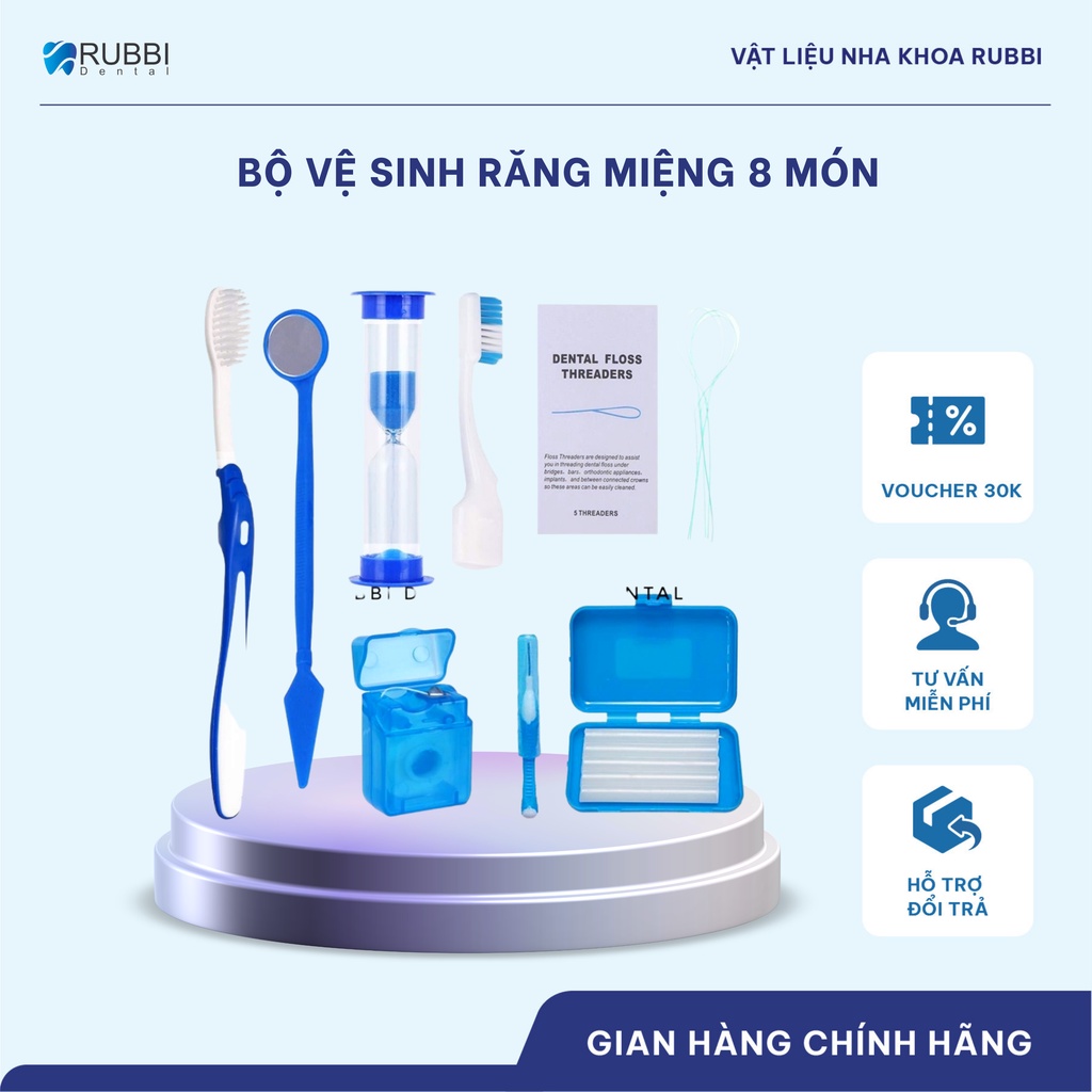 Bộ vệ sinh răng miệng 8 món dành cho niềng răng, vệ sinh cá nhân nhỏ gọn mang đi tiện lợi chăm sóc răng miệng
