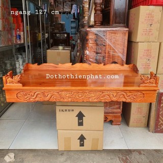 Bàn thờ treo tường gỗ xoan ngang 1m27 trạm rồng gồm 1 bộ ke đế