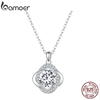 Vòng cổ bạc 925 BAMOER MSN002 khảm đá Moissanite D Color VVS1 EX 1CT