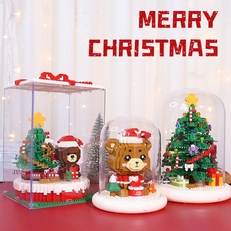 Đồ Chơi Lắp Ráp Xếp Hình Hộp Quà Tặng Giáng Sinh Có Đèn và Nhạc, Lật Đật Noel Wise Hawk