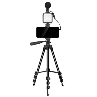 Chân tripod có kẹp điện thoại cho chụp ảnh, quay video, điều khiển, đèn LED, micro thu âm