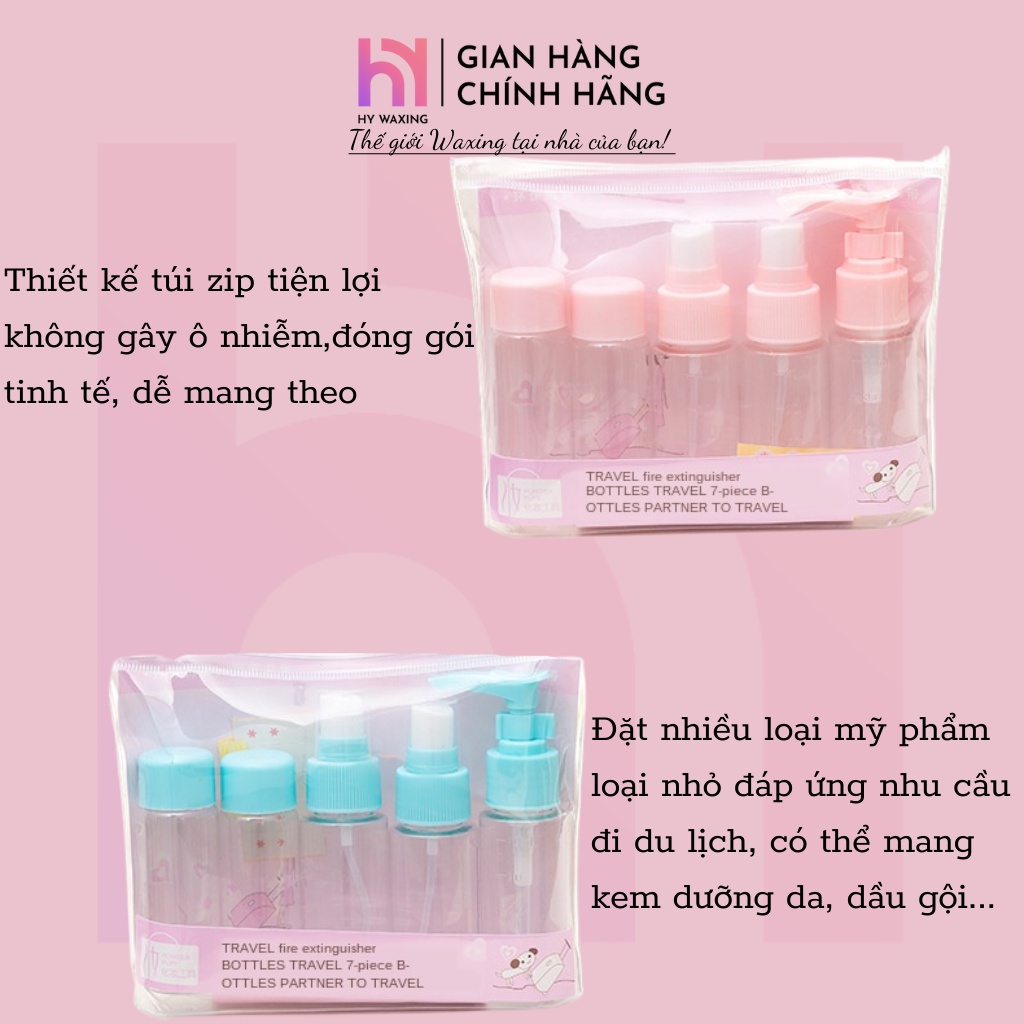 Bộ Chiết Mỹ Phẩm Du Lịch 5 Món Tặng Kèm Túi Zip Tiện Lợi Dễ Dàng Đem Theo HY WAXING 4002