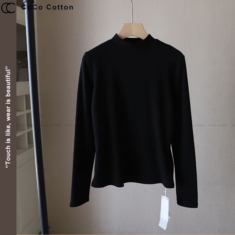Áo giữ nhiệt nữ thun dài tay COCOCOTTON cao cấp CC02