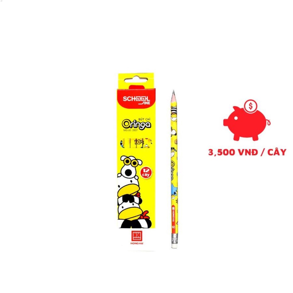 Bút chì Oringa 2B Hồng Hà - có kèm đầu tẩy 1 chiếc (3507)