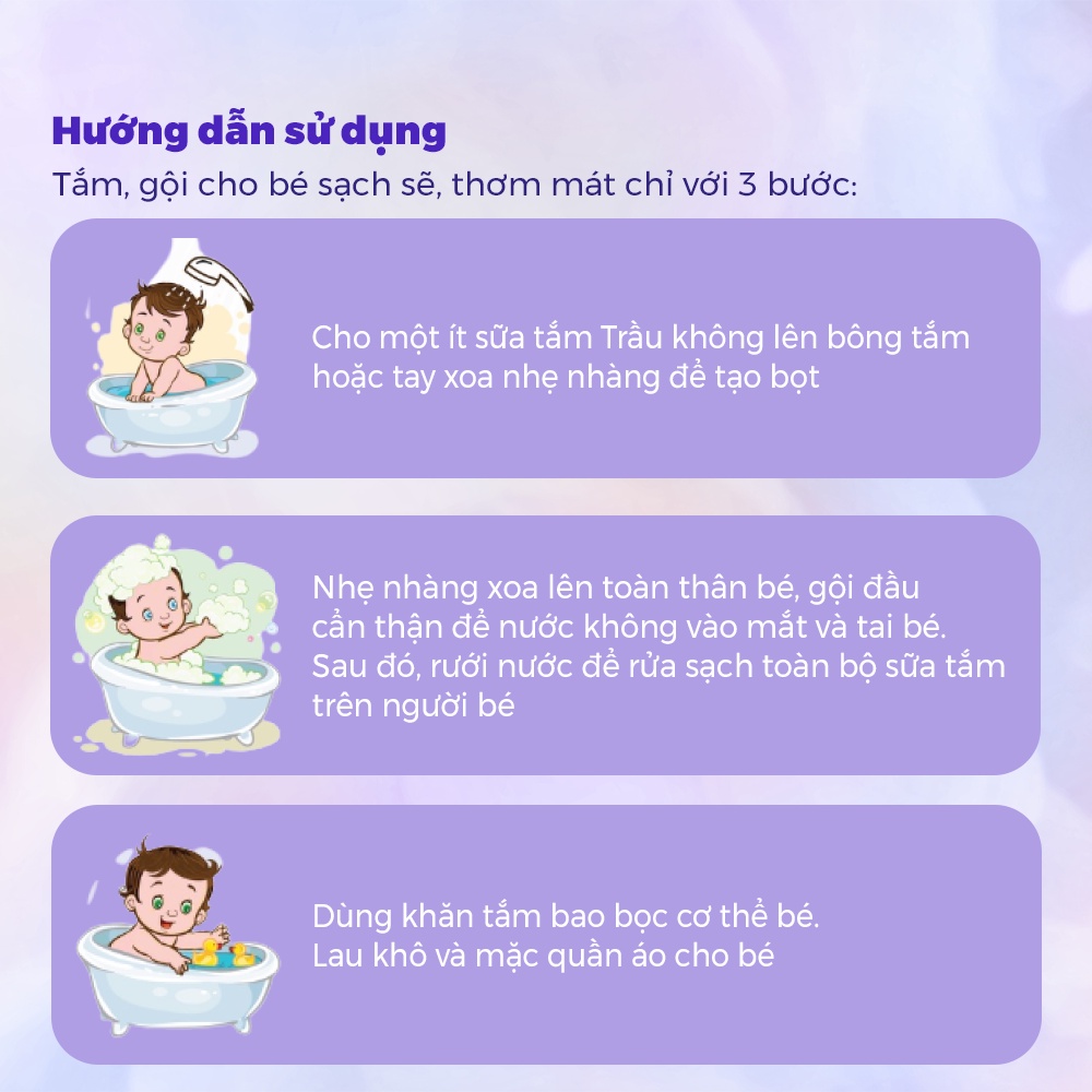 Sữa Tắm Gội Cho Bé Sơ Sinh BuB&MuM Chiết Xuất Thảo Dược Thiên Nhiên Trầu Không - Trà Xanh 500ml/100ml