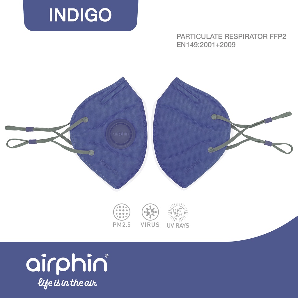 Khẩu trang Airphin FFP2 Indigo (Xanh chàm) - Size L - 29k/c