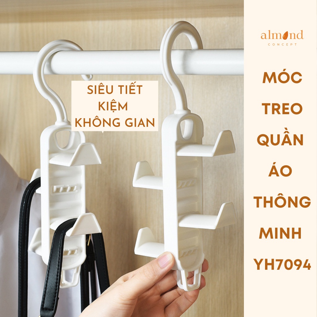 Móc treo nón treo túi, quần áo đa năng - Móc treo quần áo thả dọc chuyên dụng móc treo tủ quần áo gọn gàng almondconcept