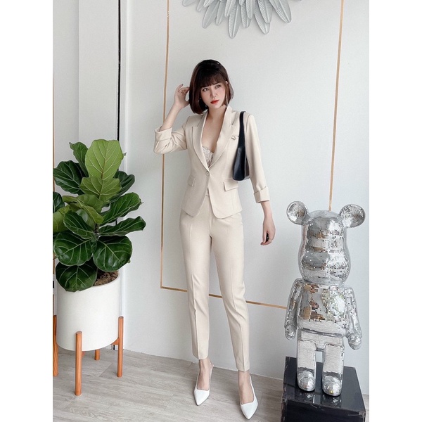 Bộ vesst nữ truyền thống công sở áo vesst tay lỡ quần tây âu ống côn thời trang thiết kế cao cấp
