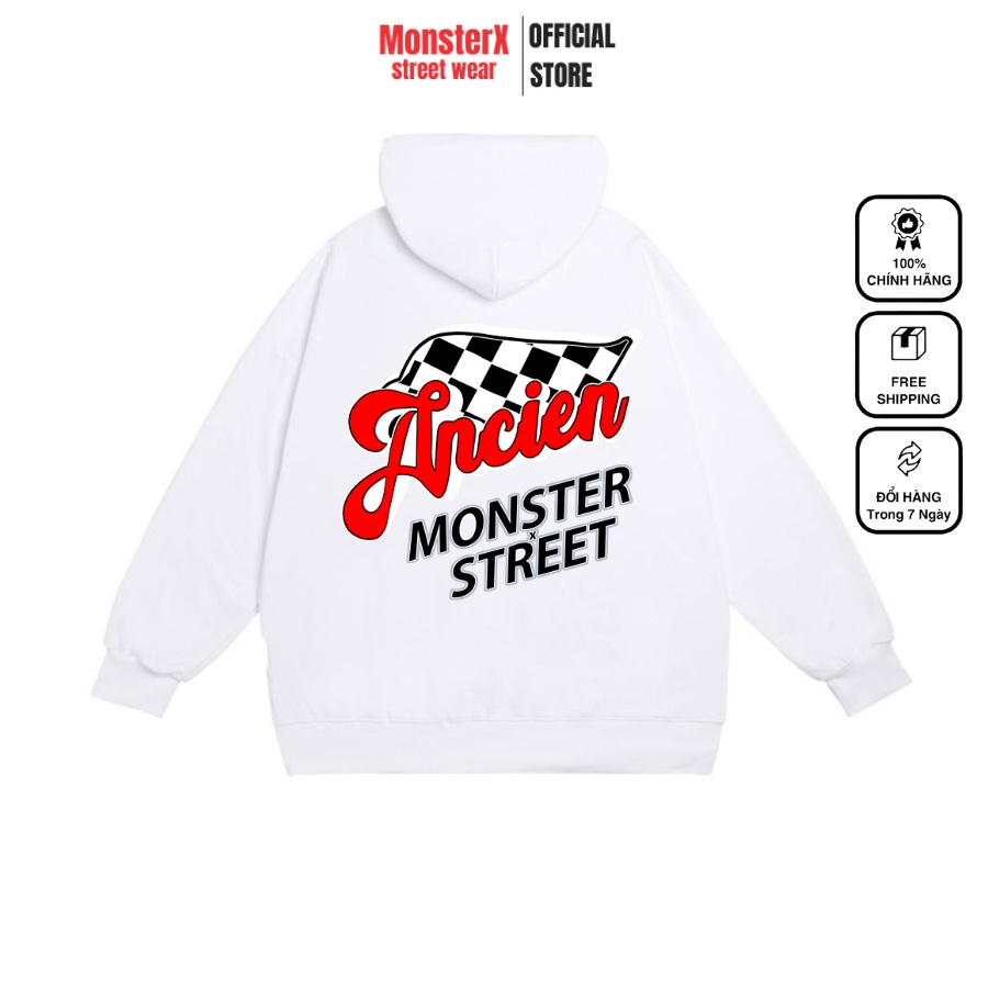 Áo hoodie nỉ bông Monster X Street Ancient nam nữ form rộng thu đông Local Brand