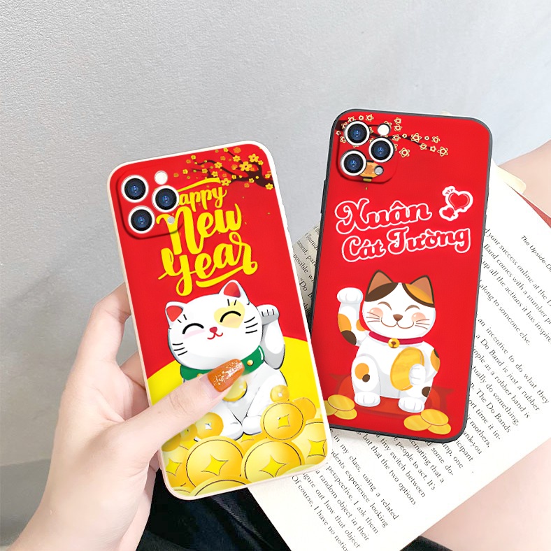 Ốp lưng iphone cạnh vuông mèo như ý bảo vệ cam 6/6splus/7/7plus/8/8plus/x/xr/xs/11/12/13/14/pro/max/plus/