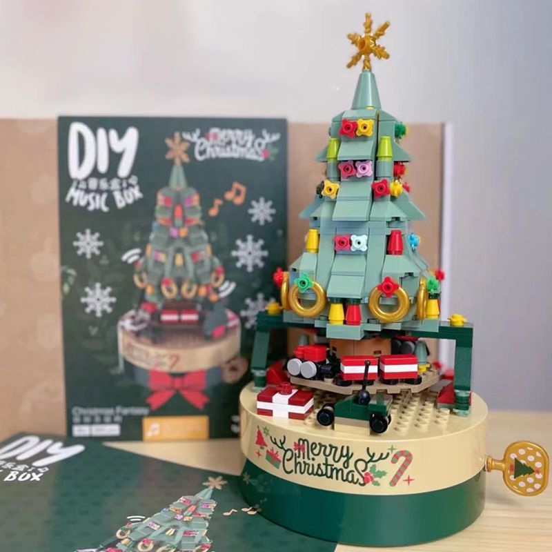 Đồ chơi Lắp ráp Mô hình Hộp nhạc cây thông noel Christmas tree Music Box With Light Tree JK 1302 quà Giáng sinh