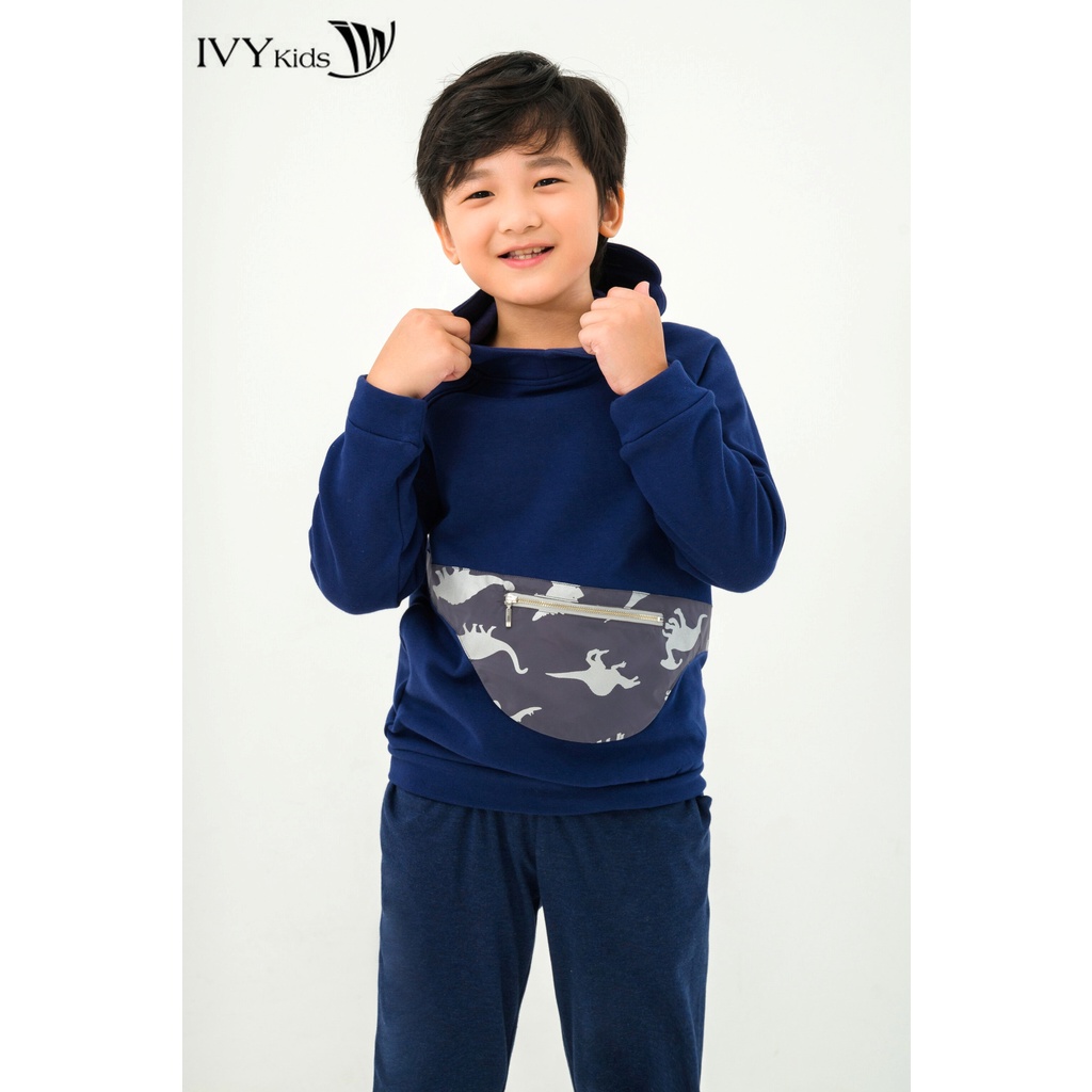 Áo hoodie phối túi bé trai IVY moda MS 59K1517