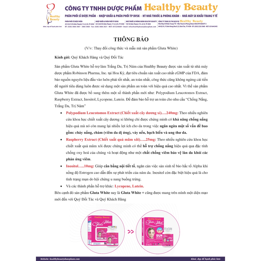 Combo Trẻ Hóa Làn Da Gluta White+ & HB Collagen Type 1,2,3 Healthy Beauty