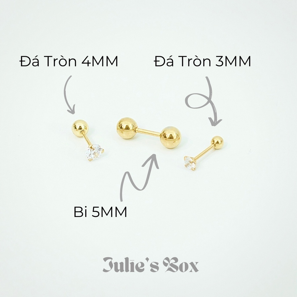 [COMBO] Tiết Kiệm 10-15K Set Khuyên Tai Nam Titan Unisex Không Đen Không Ngứa Không Gỉ Sét Không Dị Ứng julies box