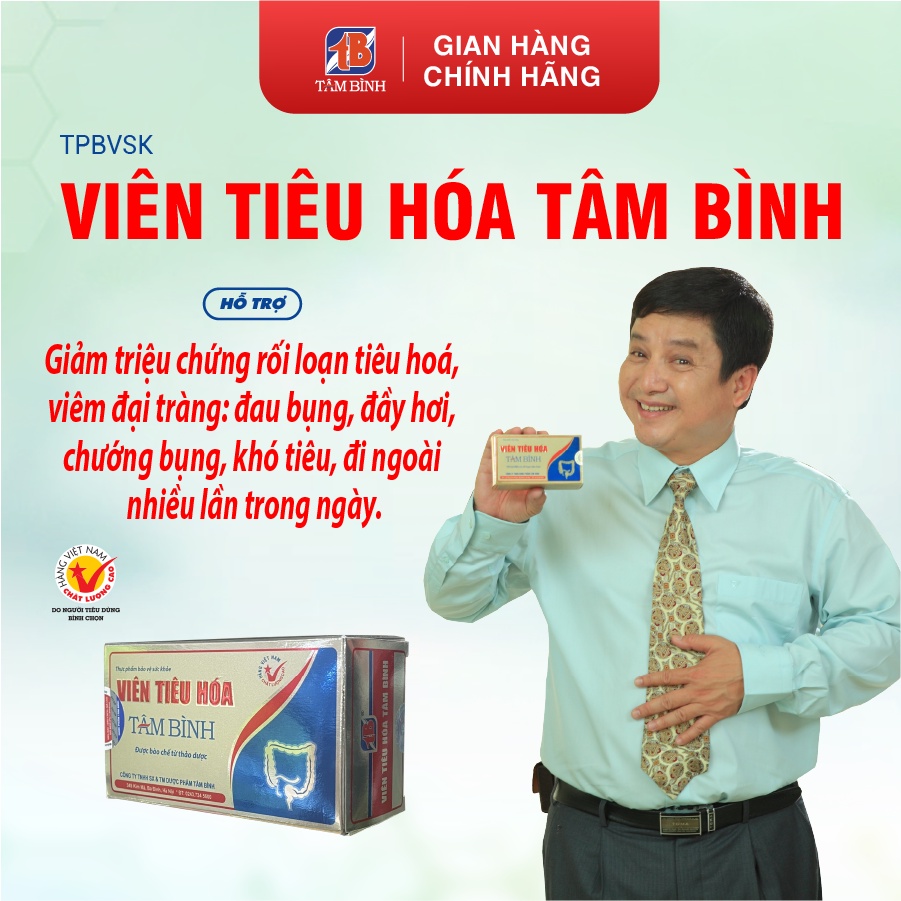 Viên Tiêu hóa Tâm Bình - Hỗ trợ ăn ngon, giảm đầy bụng, khó tiêu, tiêu chảy, táo bón