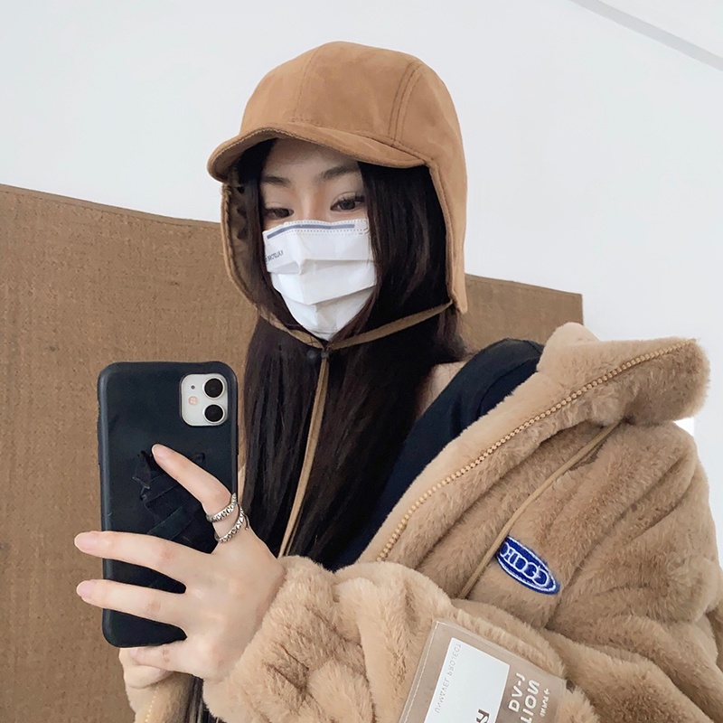 Mũ Lưỡi Trai Hai Mặt Dày Dặn Giữ Ấm Tai Thời Trang Hàn Quốc 2022