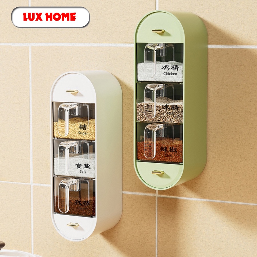 Hộp đựng gia vị nhiều ngăn treo tường LUXHOME, Kệ đựng gia vị gắn tường tiện lợi cho nhà bếp