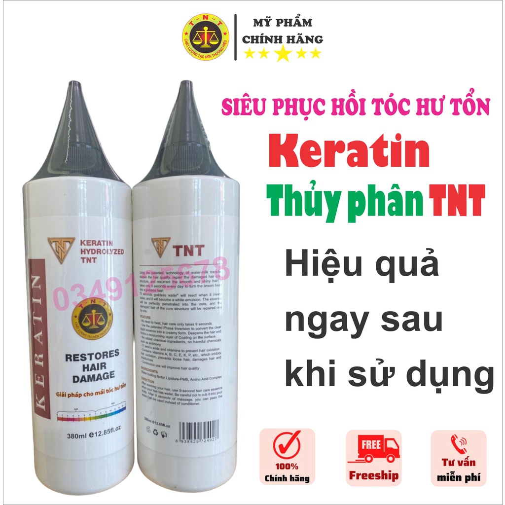 Ủ tóc Keratin TNT thủy phân, sản phẩm siêu phục hồi tóc hư tổn giúp tóc mềm mượt, đanh dai sợi tóc ngay từ lần đầu tiên