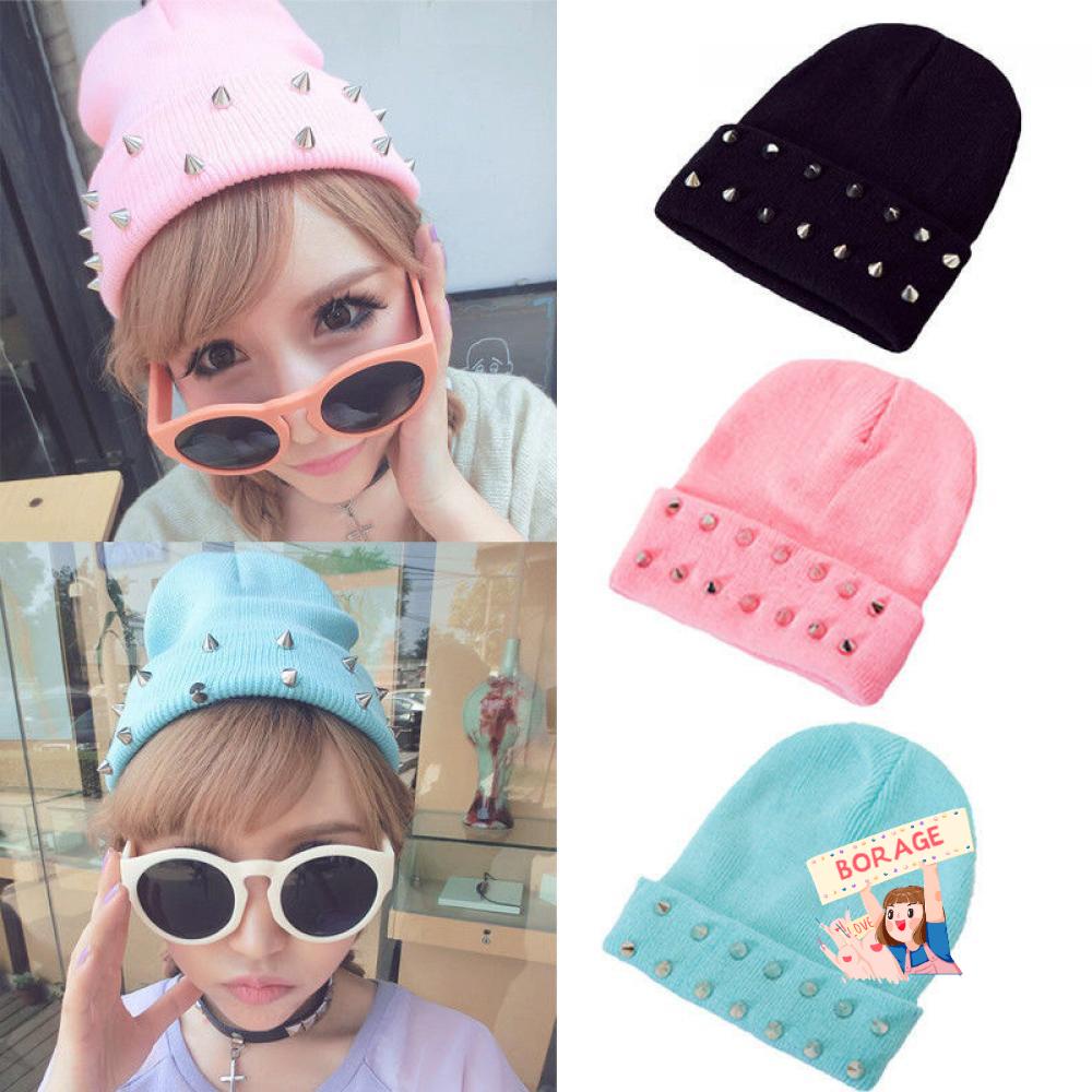 Mũ Len Beanie Đính Đinh Tán Thời Trang Mùa Đông