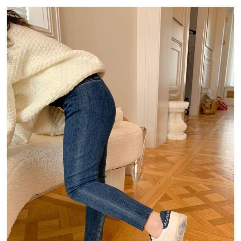 Quần Skinny Jean Dáng Ôm Co Giãn Thời Trang Mùa Thu Hàn Quốc Dành Cho Nữ