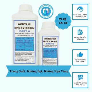  Keo Epoxy Resin Trong suốt E68AB Loại Cứng  1kg  Không Bọt Tỉ Lệ 3:1 AB - Trường Thịnh Epoxy 