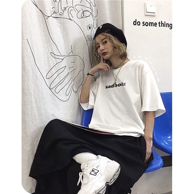 Áo cotton tay lỡ Unisex . ÁO SADBOIZ M108-