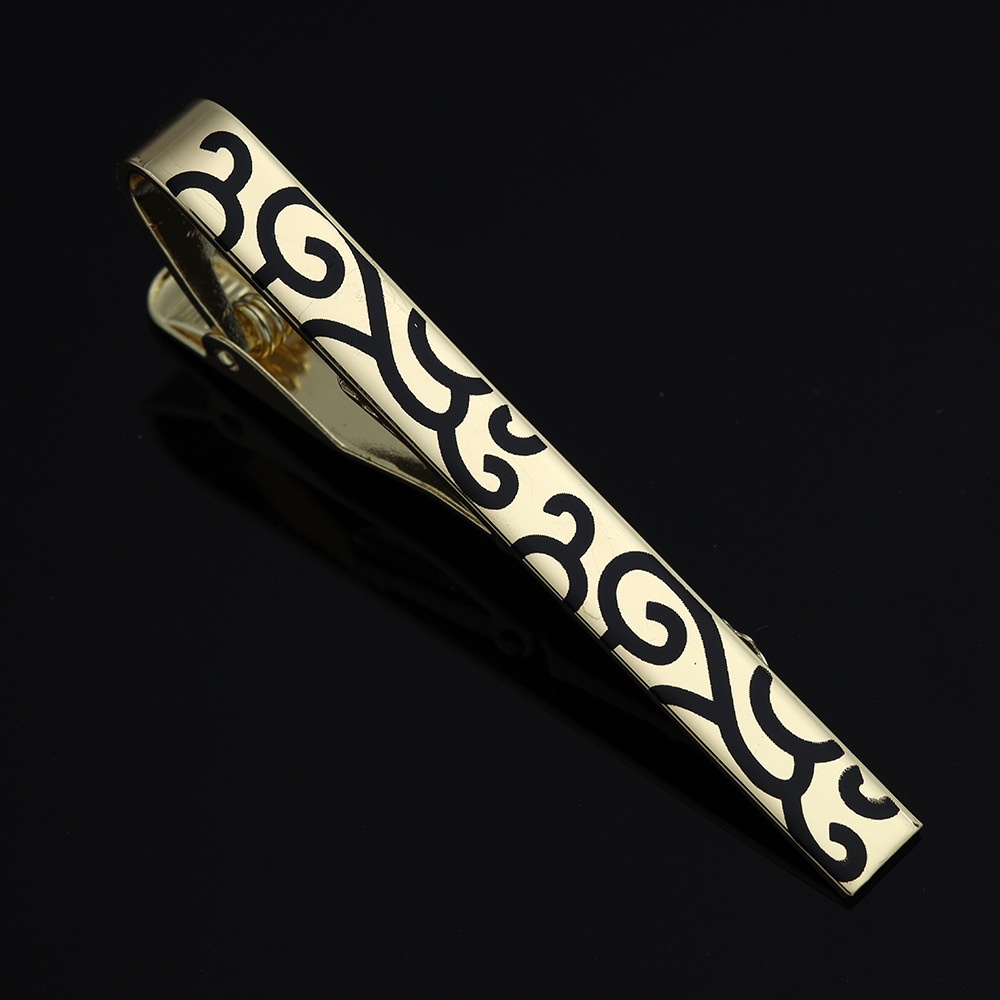 Kẹp Cà Vạt Màu Đen / Vàng Phong Cách Retro Độc Đáo Thời Trang Cho Nam