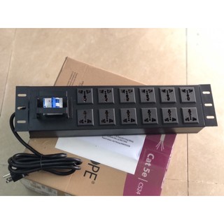 Thanh nguồn pdu 12 cổng đa năng, aptomat 32a, dây dài 2m cao cấp