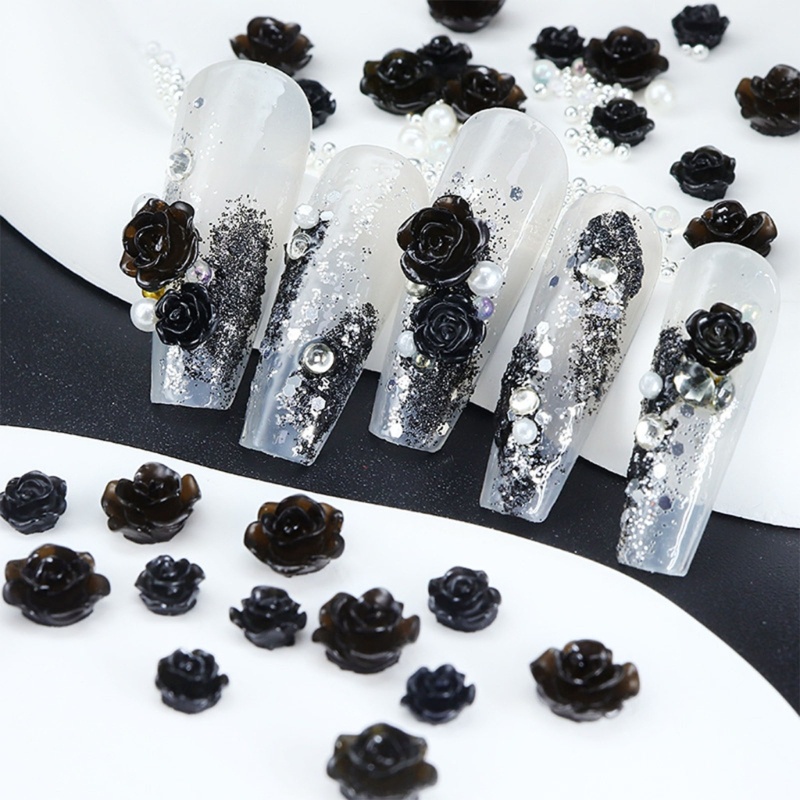 Hộp Phụ Kiện Trang Trí Móng Tay Hình Hoa Trà Đính Đá Xinh Xắn