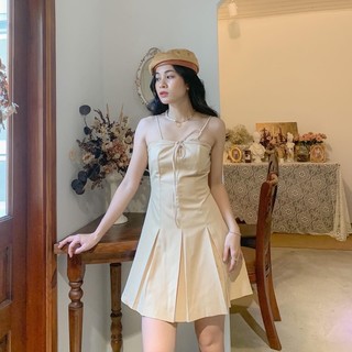 Đầm dây nude xếp ly