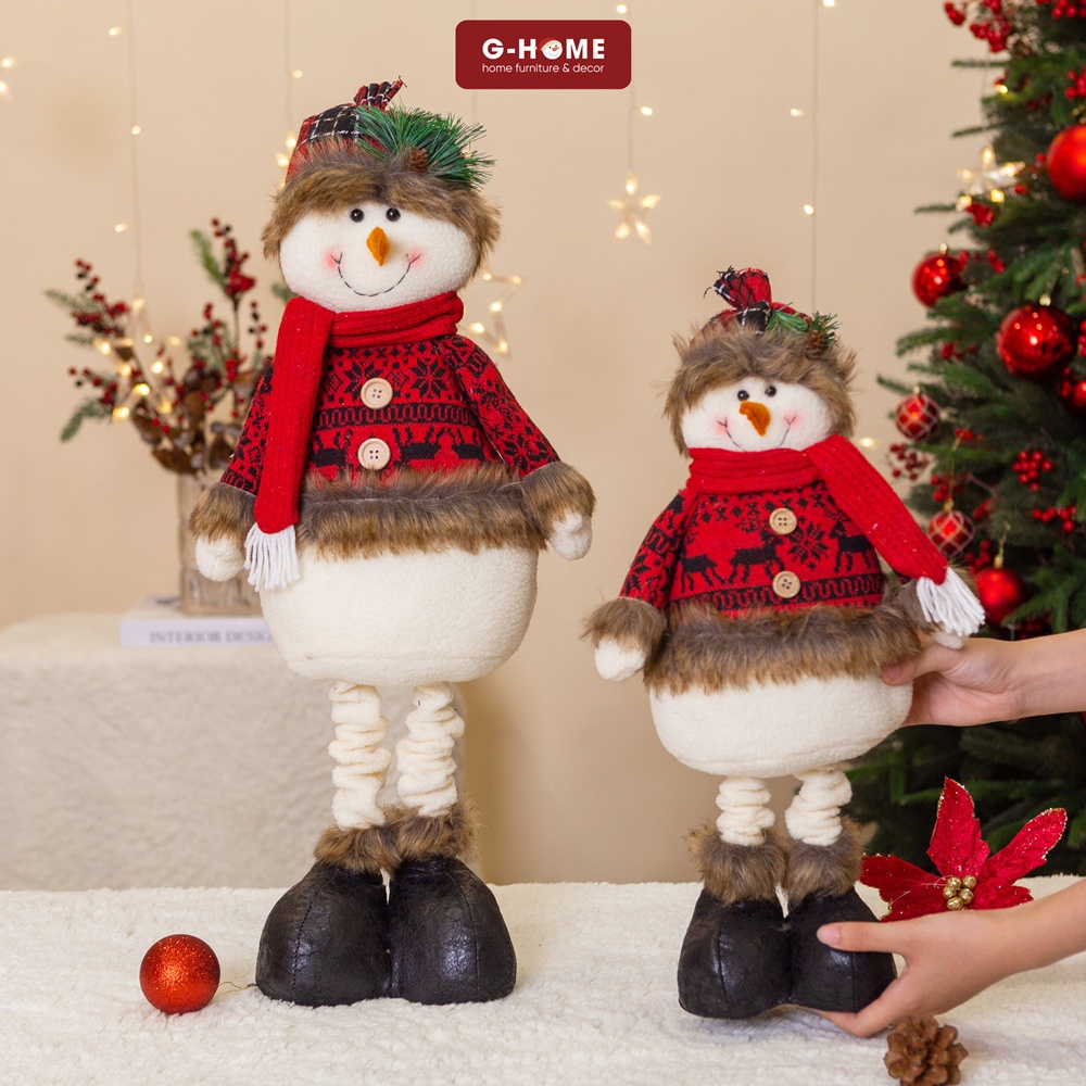 Người tuyết trang trí Giáng Sinh Ghome, thú bông Noel dày dặn tùy chỉnh độ dài chân thông minh