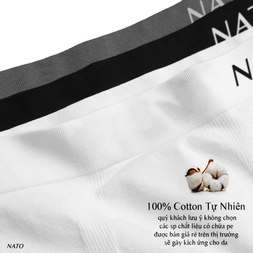 Quần Lót AMIDE Nam Vải Cotton 100% Thun Lạnh Đơn Giản Cao Cấp Màu Đen Xám Trơn Boxer Sịp Đùi Trắng Xì Lip Sì NATO