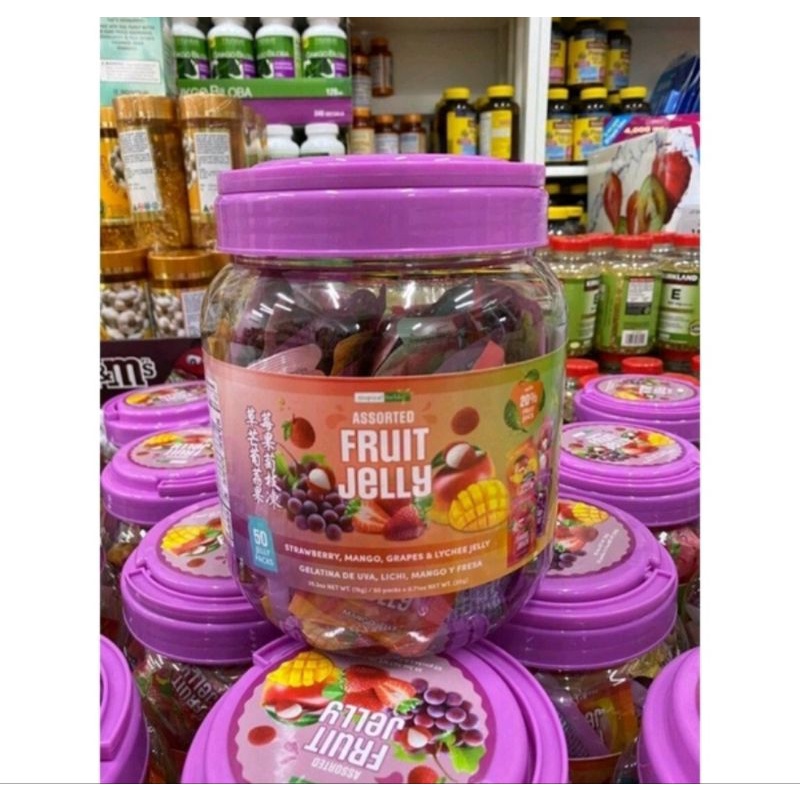 Thạch rau câu trái cây nguyên chất hộp 1kg 50 gói 4 vị hàng nhập Mỹ