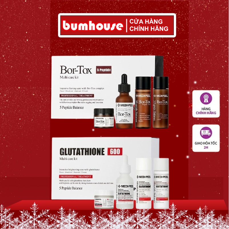 [Set 4 món] Bộ Kit Dưỡng Da MediPeel Bio Intenes Glutahione 600 White Ampoule/BOR TOX MULTI CARE KIT