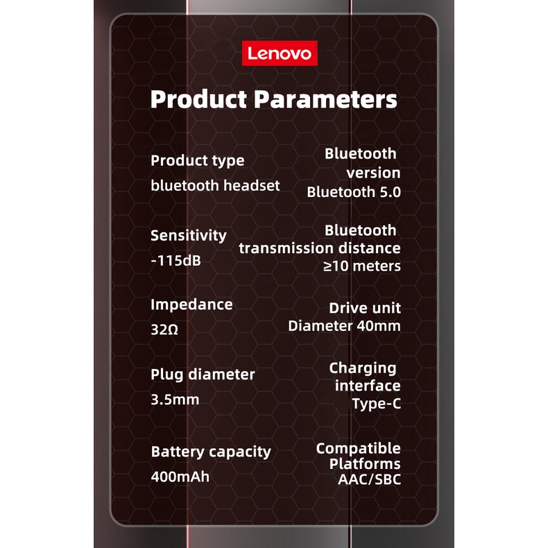 Tai Nghe Nhét Tai Bluetooth Không Dây Âm Thanh Nổi HIFI Chống Ồn Thông Minh Kèm Mic Cho Lenovo TH40