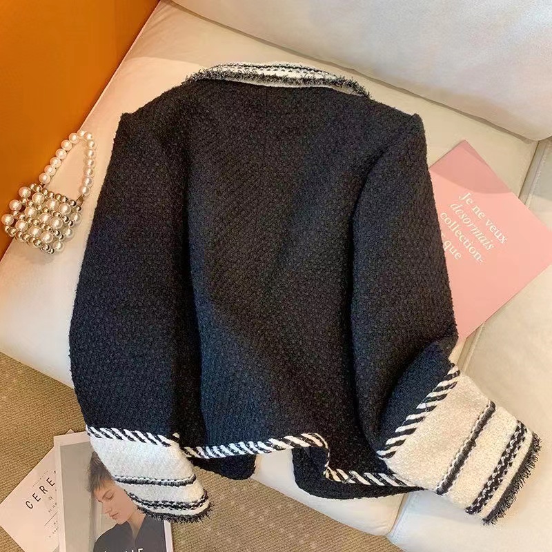 Xiaoxiang Áo Khoác Tweed Cao Cấp Phối Màu Tương Phản Thời Trang Mùa Thu 2022 Cho Nữ