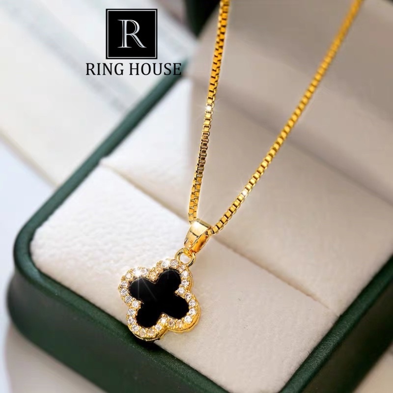 N50 Dây Chuyền Nữ Titan Không Đen Gỉ Cỏ 4 Lá Hai Mặt Đẹp